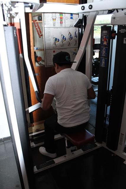 Senior Raul Rivera in the weight room