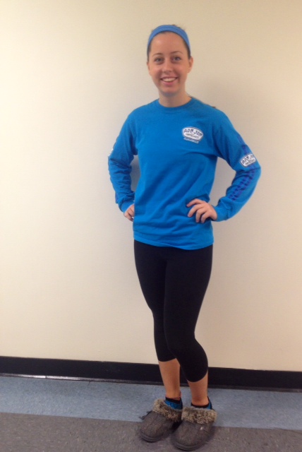 Junior and volleyball player Dorothy Toth modeling our first fitness outfit of the week. 