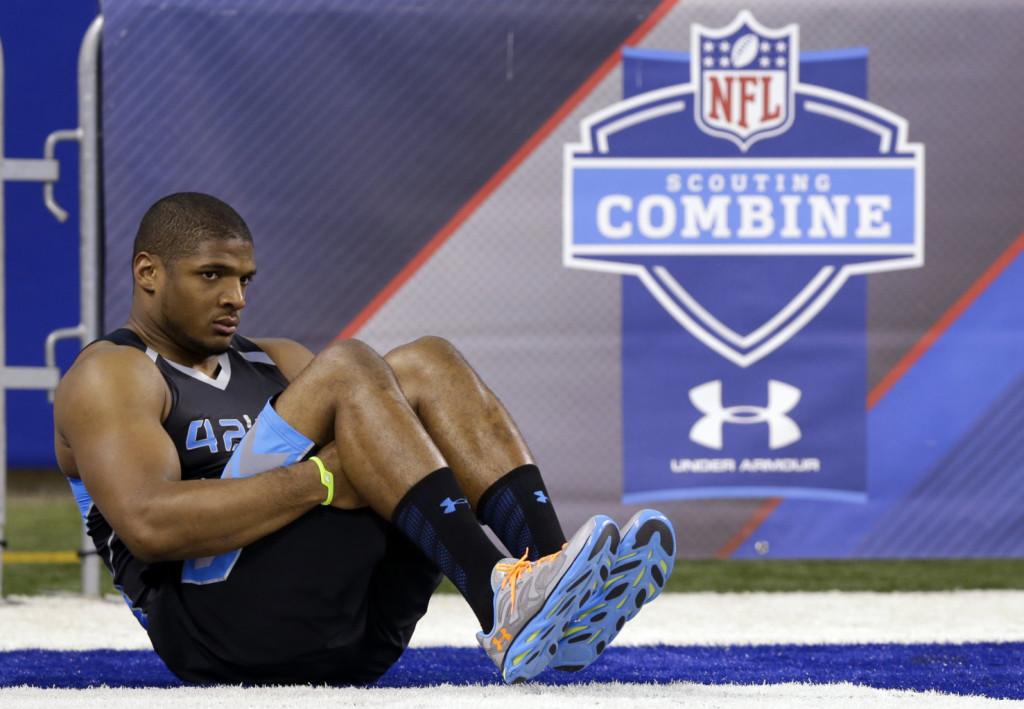 First openly homosexual football player Michael Sam entering the NFL Draft
