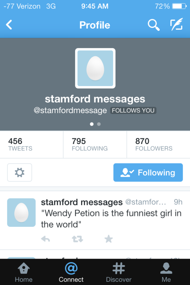 The Stamford messages twitter account