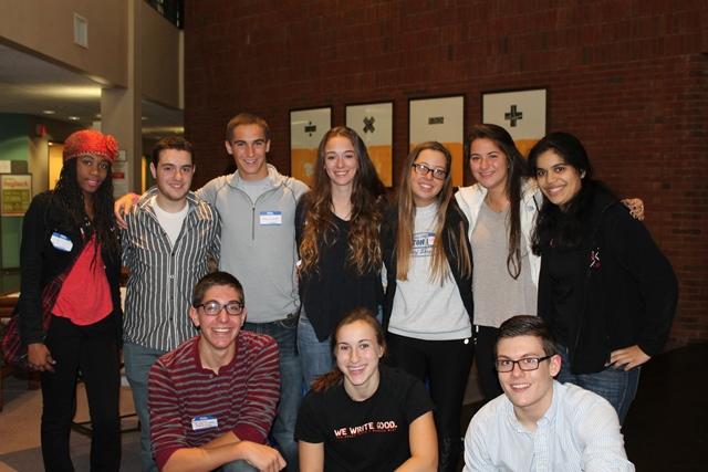 Stamford High School Round Table editors huddle together for warmth, just kidding, theyre just taking a nice picture. 