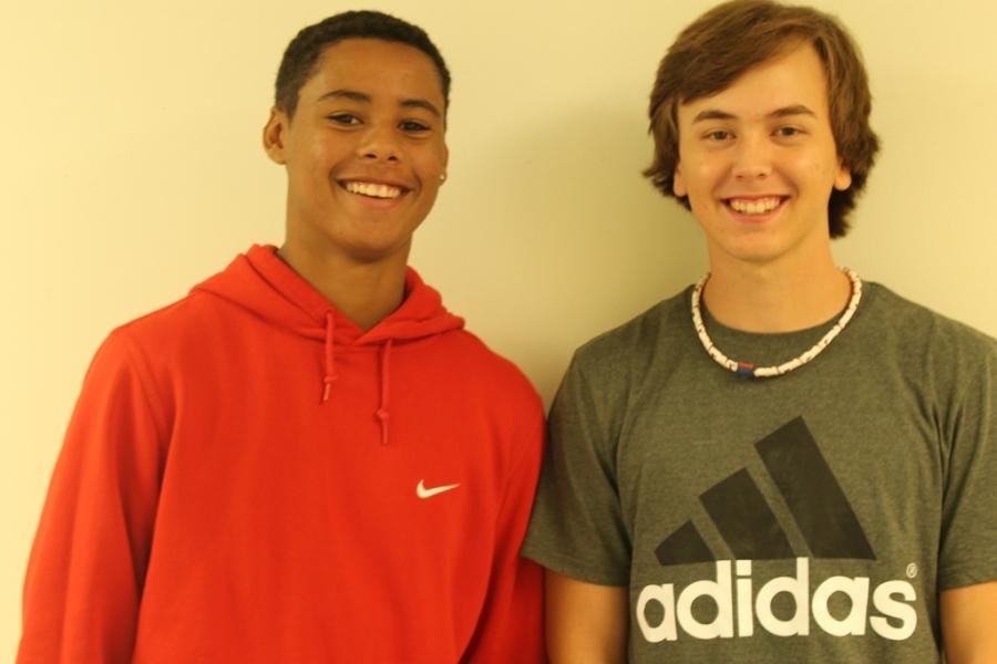 Junior Kevin Fuller (left) is black and white.  Senior Justin Mason (right) is Japanese and white. 