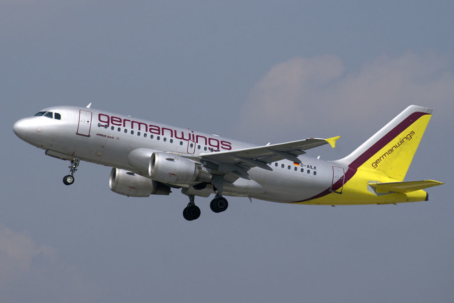 A GermanWings aircraft similar to the one that crashed over the French Alps
