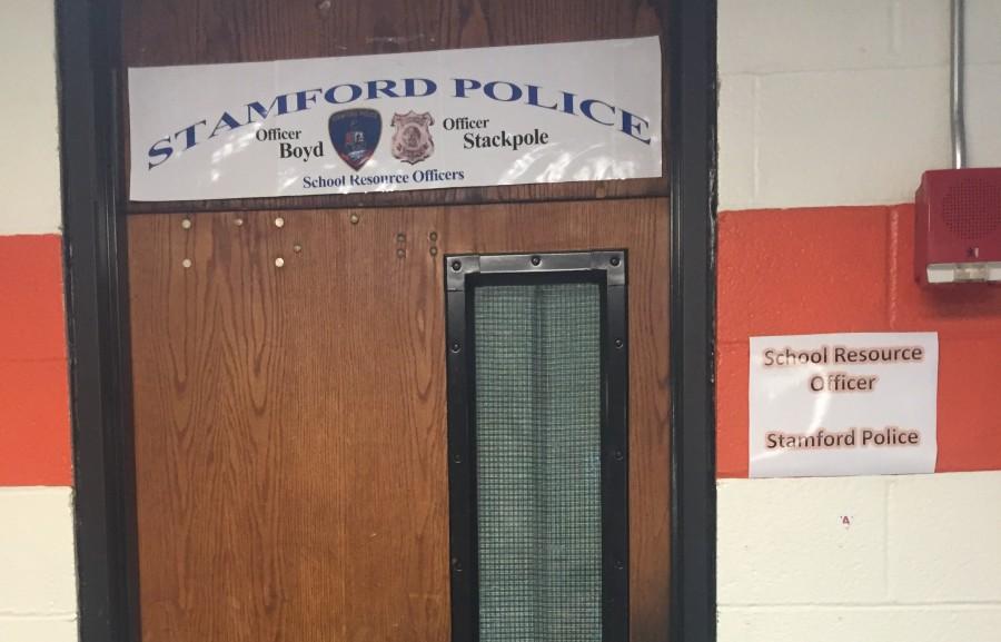 Student Resource Officers Office located on the fourth floor  in Stamford High School.