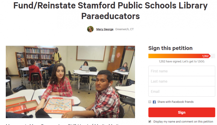 Superintendent Kim said reinstating the position had more to do with funding than petitions such as this one created on the website change.org by Stamford High’s Head of Media Services Mary George.