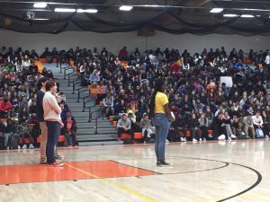Stamford High Students participate in a walkout in solidarity with gun violence victims on March 14, 2018.