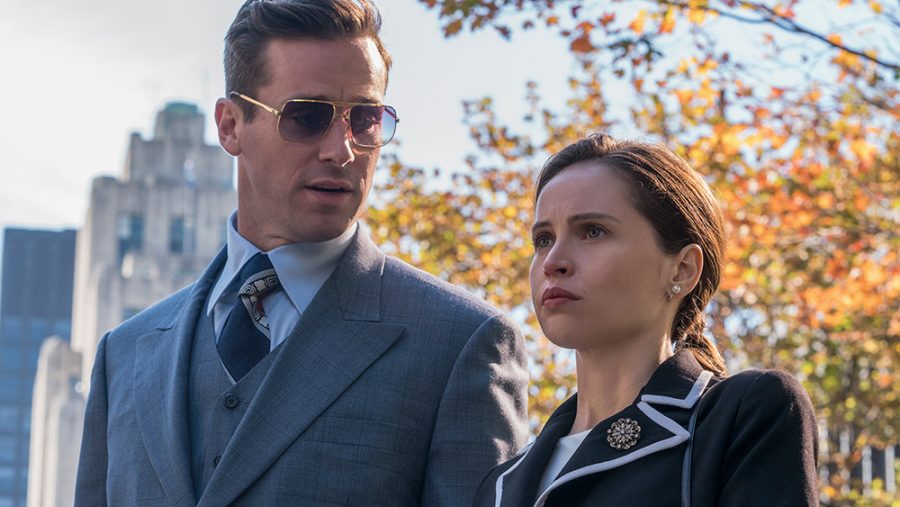 (l to r.) Armie Hammer as Marty Ginsburg and Felicity Jones as Ruth Bader Ginsburg star in Mimi Leders ON THE BASIS OF SEX, a Focus Features release.