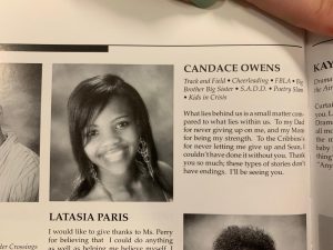 Candace Owens in her 2007 senior portrait at Stamford High.