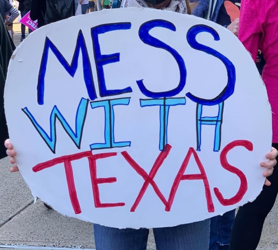 One of many signs on display at the rally.