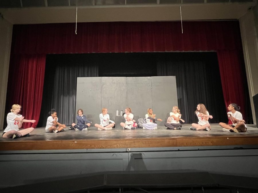 The cast of The Wolves perform in Senior Scenes 2023.